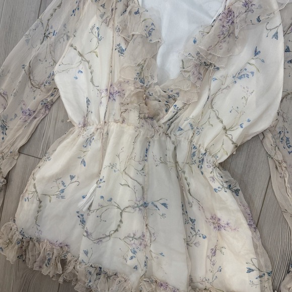 ZIMMERMANN Paradiso Ruffled Floral-print Silk Romper In Cream Floral - Picture 3 of 16